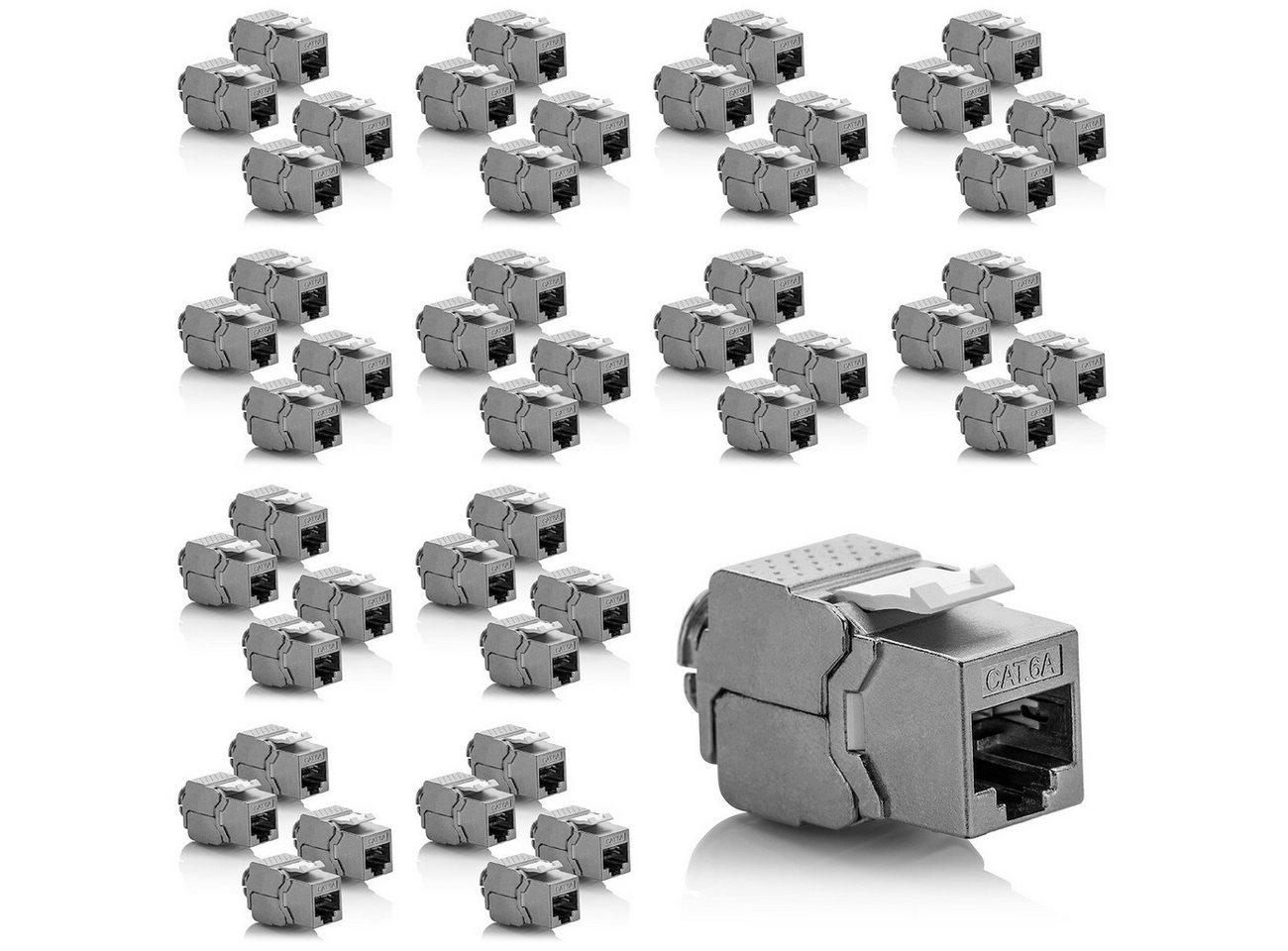 deleyCON deleyCON 48x Keystone Modul CAT6a Jack / vollgeschirmt STP / Netzwerk-Adapter von deleyCON