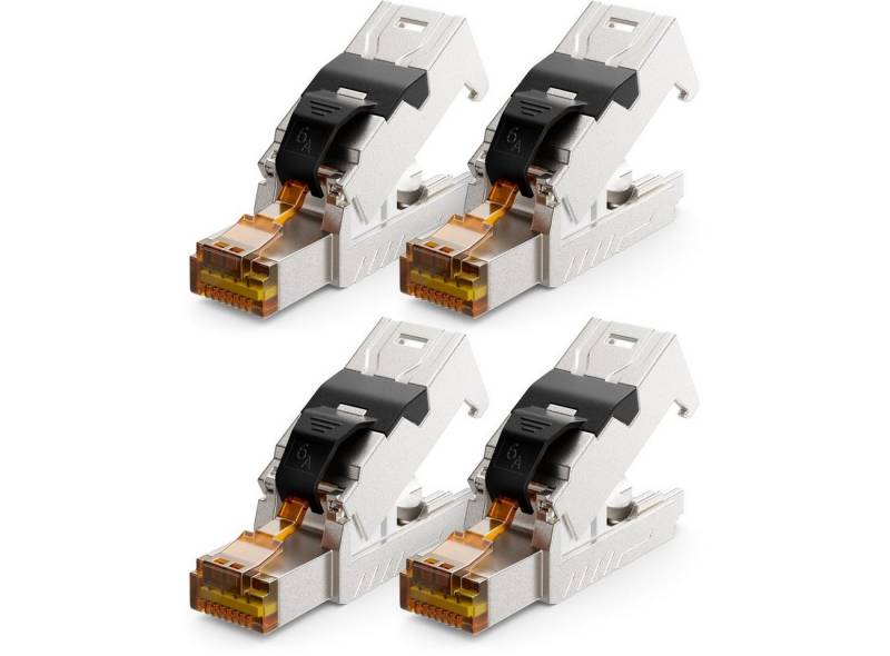 deleyCON deleyCON 4x CAT 6a Netzwerkstecker Werkzeuglos Netzwerkkabel Netzwerk-Adapter von deleyCON