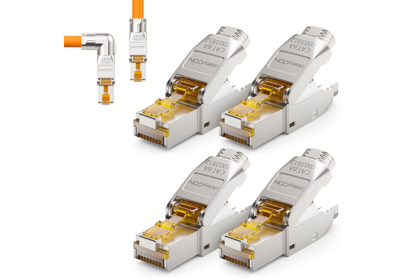 deleyCON deleyCON 4x CAT6a Netzwerkstecker 90° Winkel RJ45 10Gbit/s Stecker Netzwerk-Adapter deleyCON deleyCON 4x CAT6a Netzwerkstecker 90° Winkel RJ45 10Gbit/s Stecker Netzwerk-Adapter von deleyCON