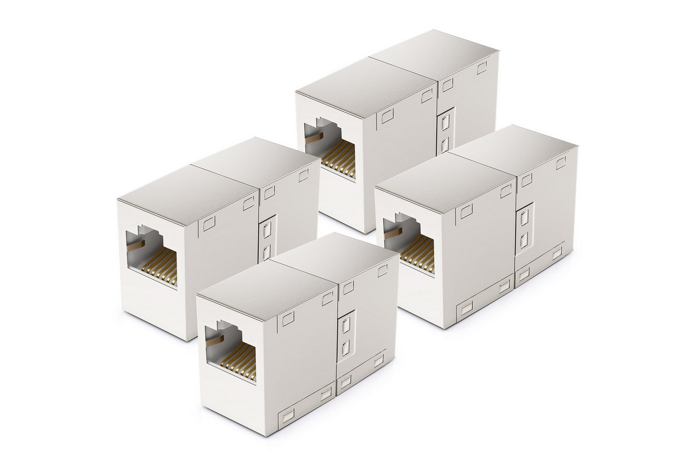 deleyCON deleyCON 4x RJ45 Netzwerkkabel Kupplung Patchkabel Verbinder Modular Netzwerk-Adapter von deleyCON