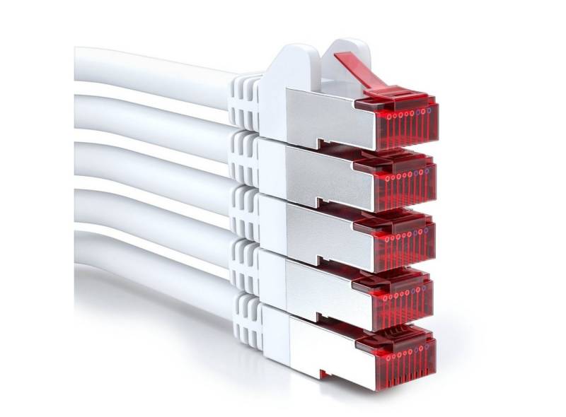 deleyCON deleyCON 5 x 1m CAT6 Patchkabel Gigabit LAN DSL Netzwerkkabel - S/FTP LAN-Kabel von deleyCON