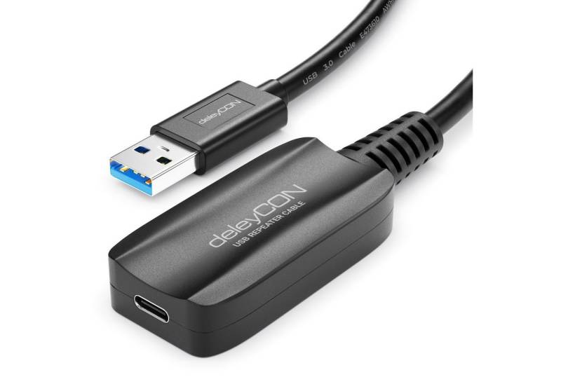deleyCON deleyCON 5m Aktive USB Verlängerung USB 3.2 Gen1 mit 5GBit/s USB-A USB-Kabel von deleyCON