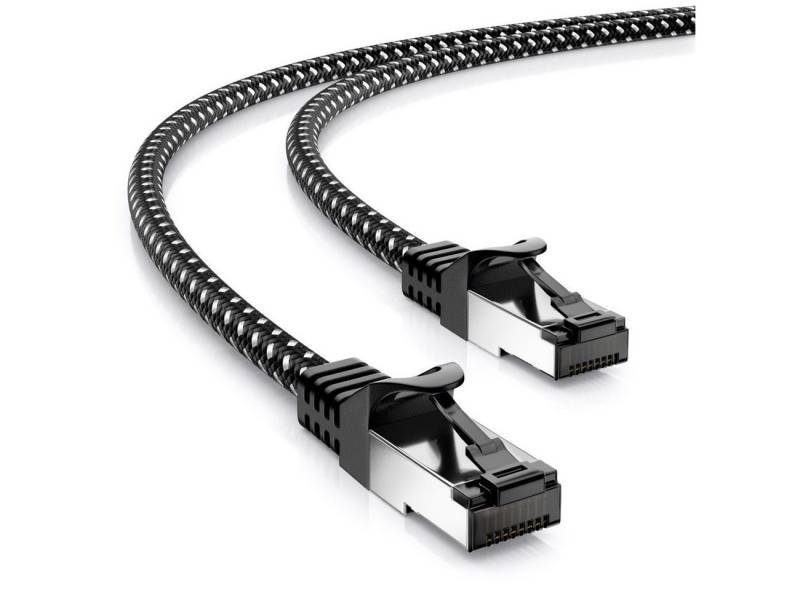 deleyCON deleyCON 5m RJ45 Nylon Netzwerkkabel mit CAT7 Rohkabel S-FTP PiMF LAN-Kabel von deleyCON