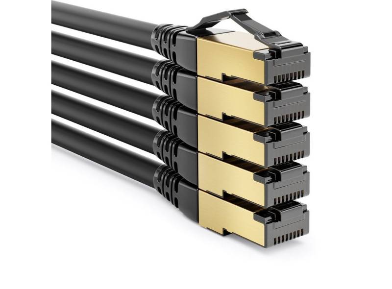 deleyCON deleyCON 5x 0,5m CAT8.1 Patchkabel S/FTP PIMF 2000MHz 40Gbit RJ45 LAN LAN-Kabel von deleyCON