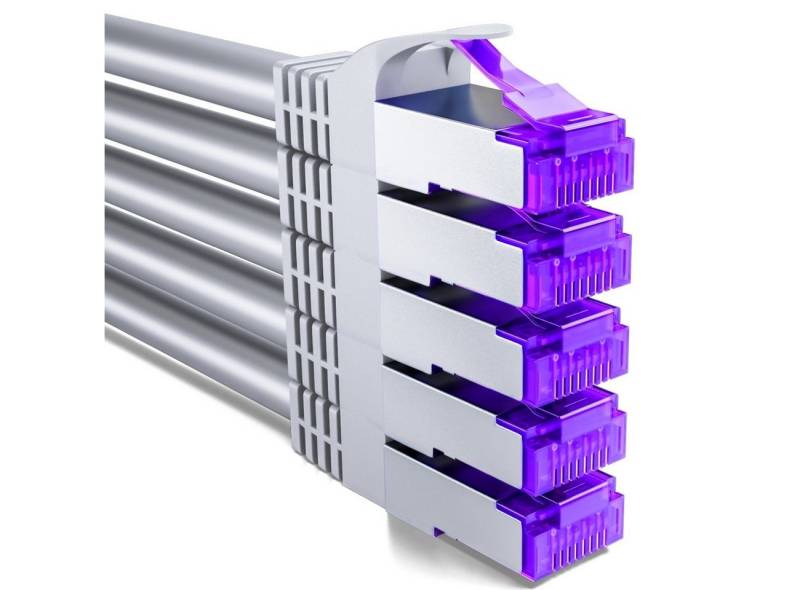 deleyCON deleyCON 5x 0,5m RJ45 Patchkabel SFTP Netzwerkkabel mit CAT7 Rohkabel LAN-Kabel von deleyCON