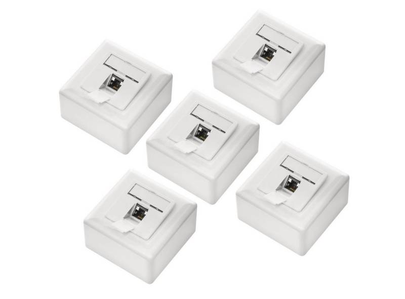 deleyCON deleyCON 5x CAT6 Netzwerkdose 1x RJ45 Port Geschirmt Aufputz Netzwerk-Adapter von deleyCON