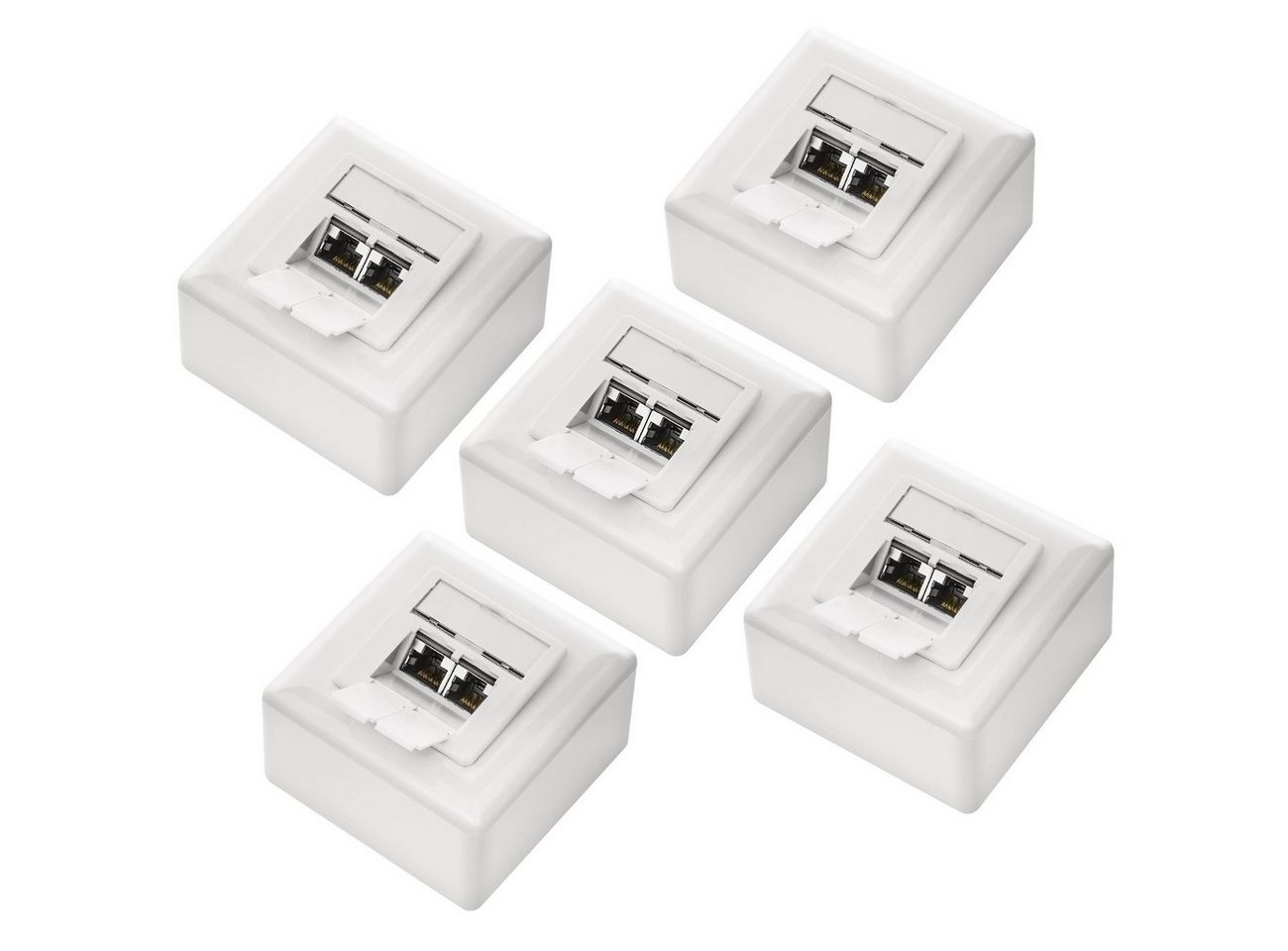 deleyCON deleyCON 5x CAT6 Netzwerkdose 2x RJ45 Port Geschirmt Aufputz Netzwerk-Adapter deleyCON deleyCON 5x CAT6 Netzwerkdose 2x RJ45 Port Geschirmt Aufputz Netzwerk-Adapter von deleyCON