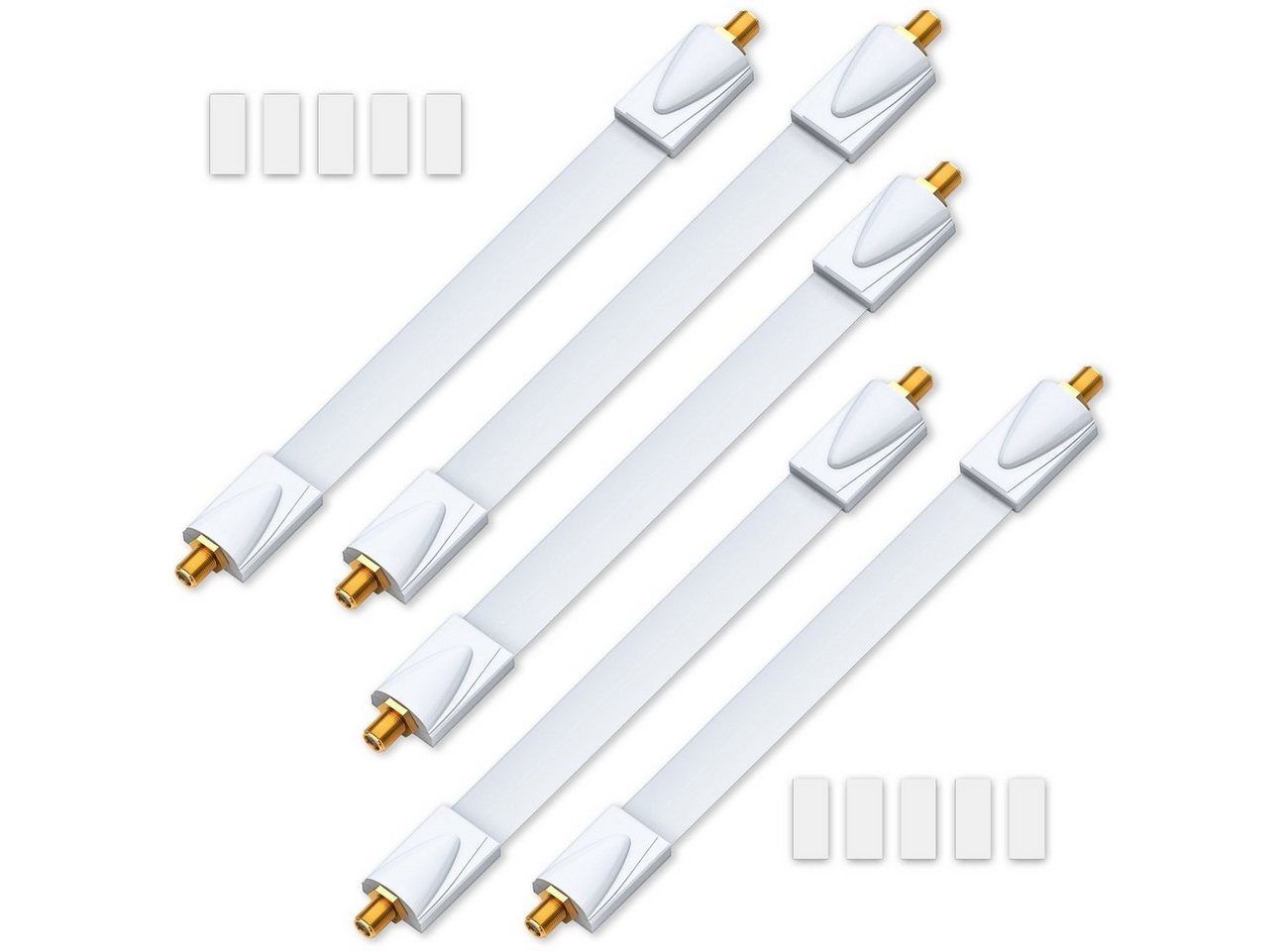 deleyCON deleyCON 5x Fensterdurchführungen SAT Kabel 17cm flexibel / 26cm SAT-Kabel von deleyCON