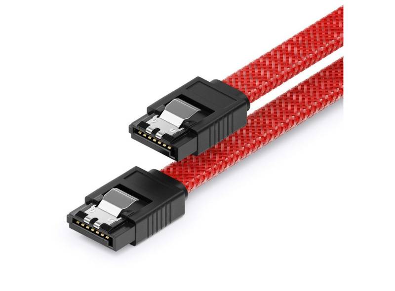 deleyCON deleyCON 60cm SATA 3 Kabel Nylon 6Gbit/s HDD SSD 2 S-ATA L-Stecker Computer-Kabel von deleyCON