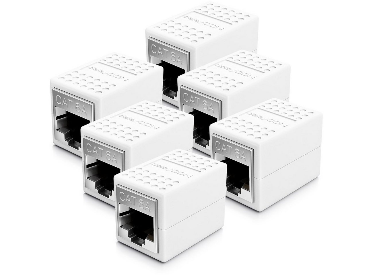 deleyCON deleyCON 6x CAT6a Patchkabel Koppler Modular Geschirmt 2x RJ45 Buchse Netzwerk-Adapter von deleyCON