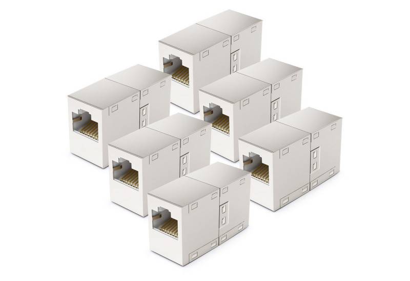 deleyCON deleyCON 6x RJ45 Netzwerkkabel Kupplung Patchkabel Verbinder Modular Netzwerk-Adapter von deleyCON