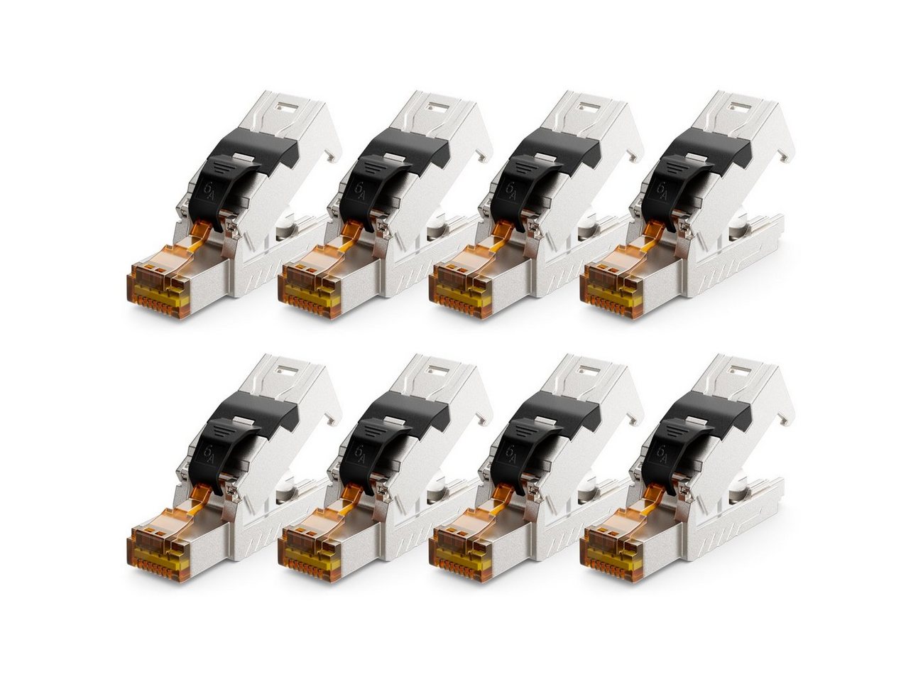 deleyCON deleyCON 8x CAT 6a Netzwerkstecker Werkzeuglos Netzwerkkabel Netzwerk-Adapter von deleyCON