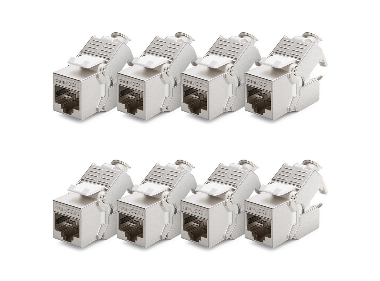 deleyCON deleyCON 8x CAT6a Keystone Jack Modul STP Schirmung RJ45 Buchse Netzwerk-Adapter von deleyCON