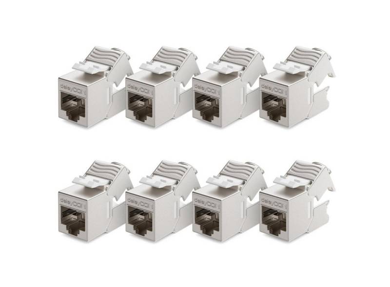 deleyCON deleyCON 8x CAT6a MINI Keystone Jack Modul STP Schirmung RJ45 Buchse Netzwerk-Adapter von deleyCON