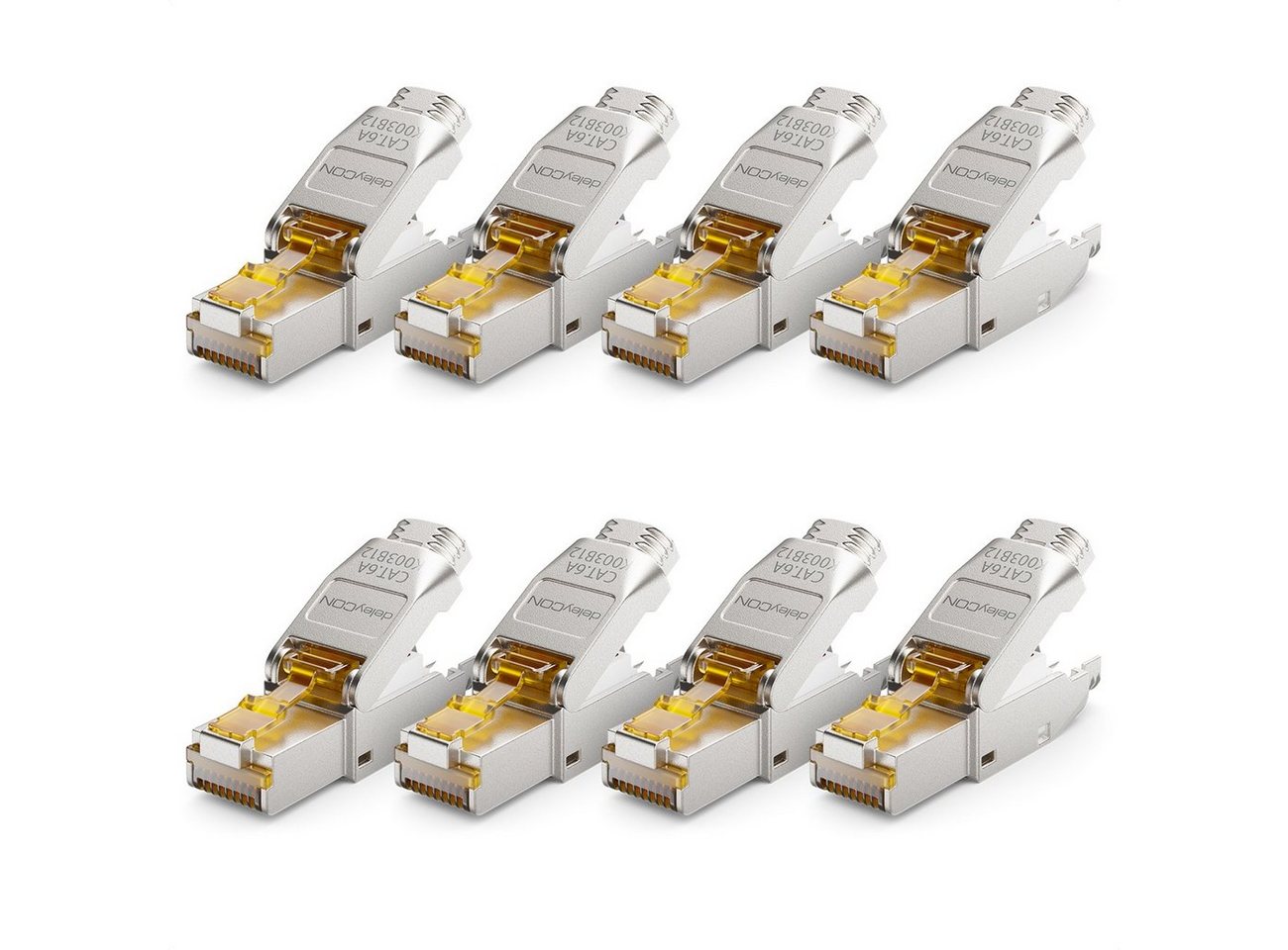 deleyCON deleyCON 8x CAT6a Netzwerkstecker RJ45 Geschirmt 10Gbit/s Stecker für Netzwerk-Adapter von deleyCON