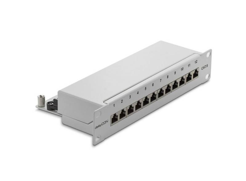 deleyCON deleyCON CAT 6 Patchpanel 12 Port - Desktop / 10 Zoll Rackeinbau / Netzwerk-Patch-Panel von deleyCON