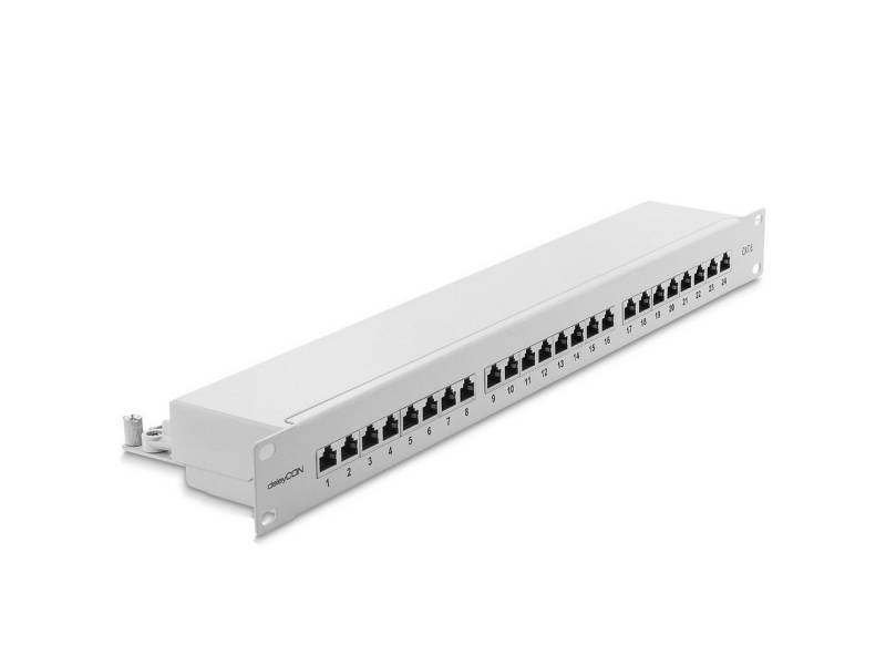 deleyCON deleyCON CAT 6 Patchpanel 24 Port / 19" Rack geschirmt 24x RJ45 - Netzwerk-Patch-Panel von deleyCON