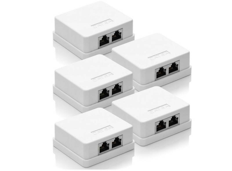 deleyCON deleyCON CAT 6a Netzwerkdose 2x RJ45 Buchse FTP geschirmt Aufputz 5 Netzwerk-Adapter von deleyCON