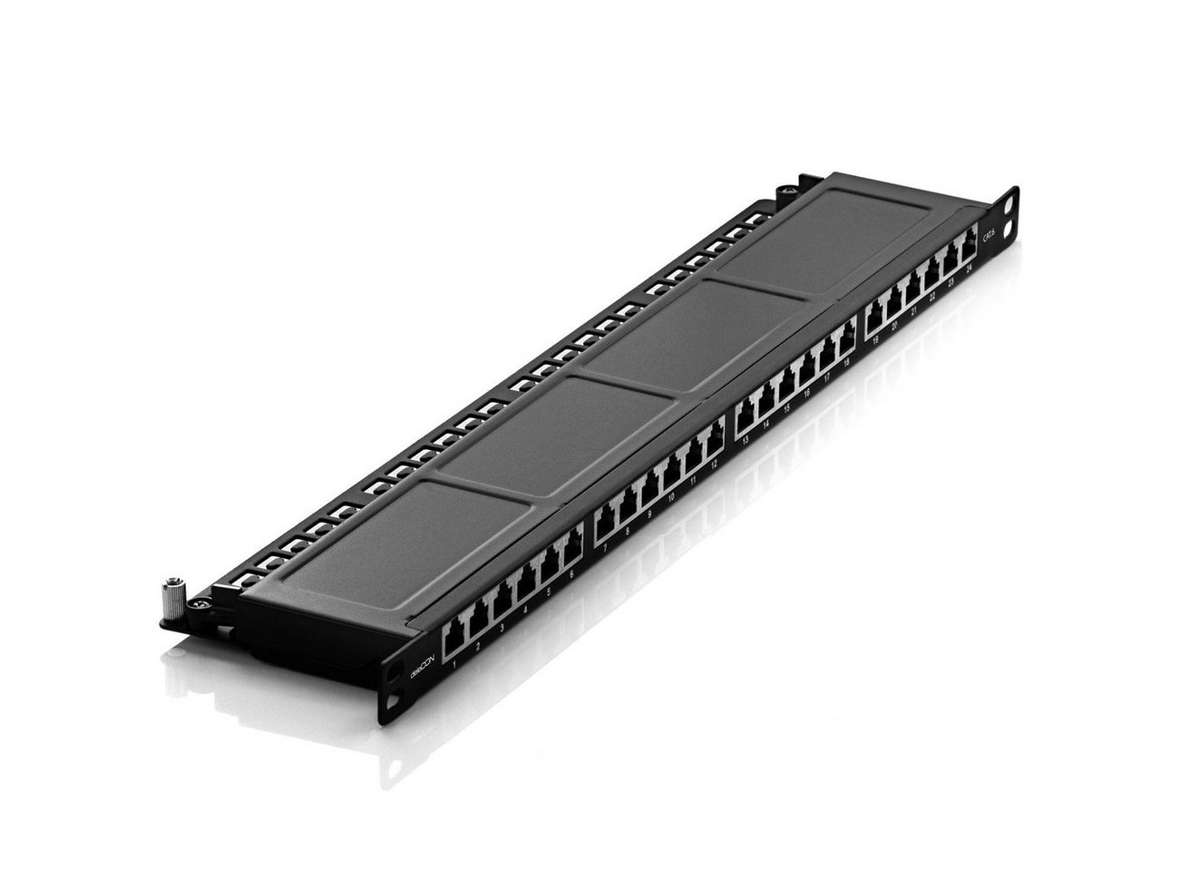 deleyCON deleyCON CAT6 0,5HE Patchpanel Verteilerfeld 24 Port Rackeinbau Netzwerk-Patch-Panel von deleyCON