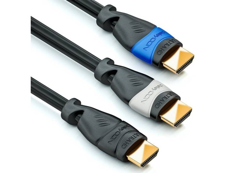 deleyCON deleyCON HDMI Kabel SET - 3x 1m - UHD 4K HDR 3D 1080p 2160p ARC - 3 HDMI-Kabel von deleyCON