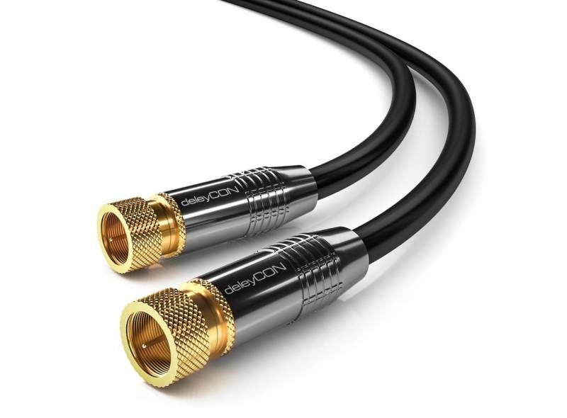 deleyCON deleyCON HDTV SAT Antennenkabel 1m Schwarz - F-Stecker zu F-Stecker - SAT-Kabel von deleyCON