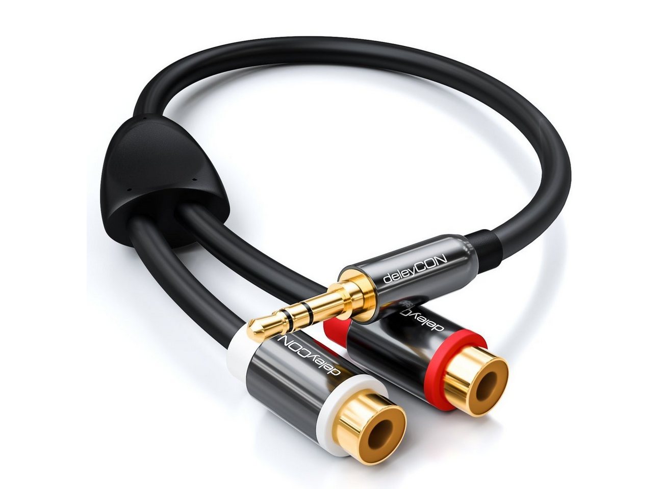 deleyCON deleyCON HQ Cinch zu Klinken Adapter- 3,5 Klinken Stecker zu 2x RCA Audio-Kabel von deleyCON