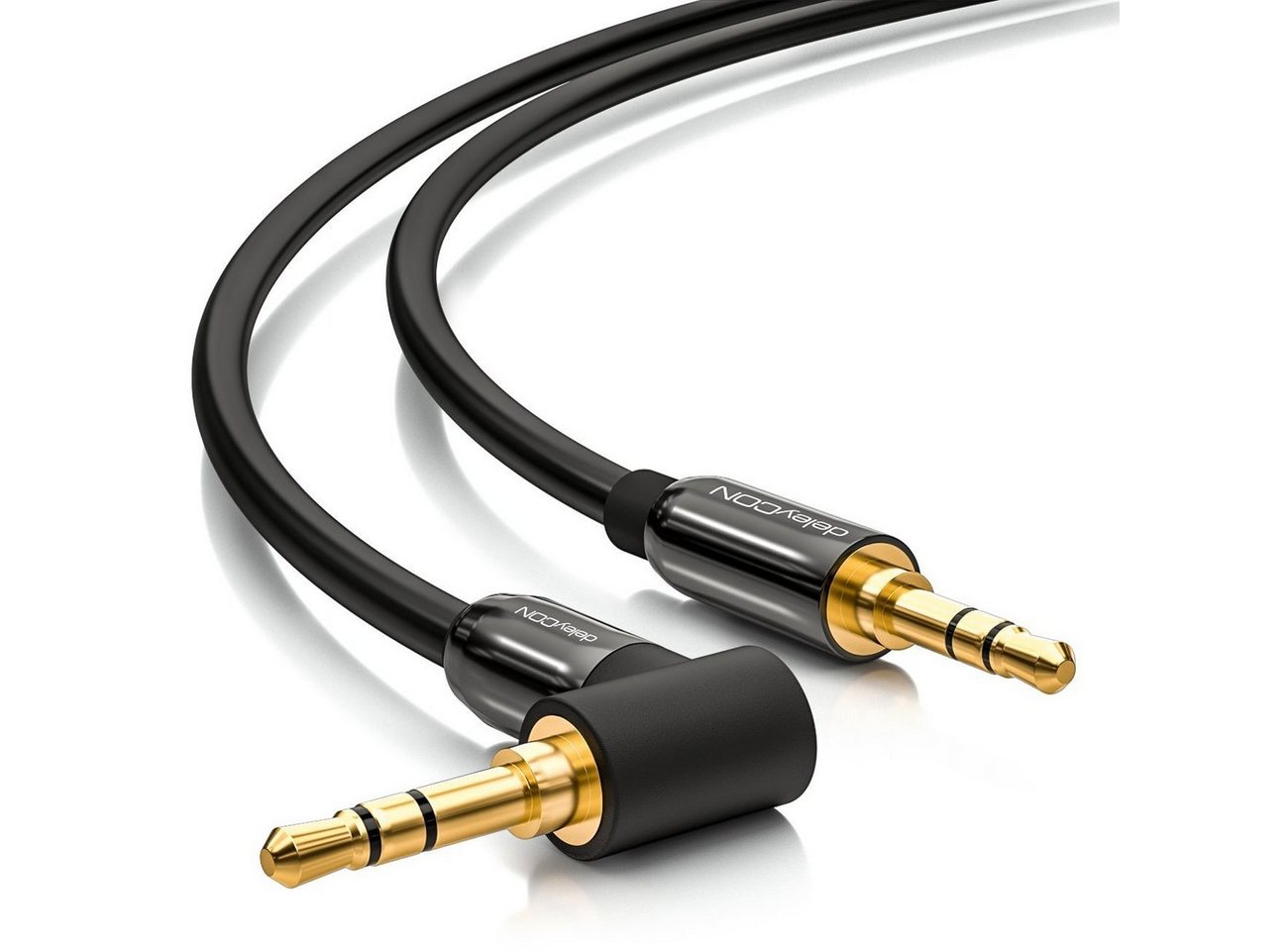 deleyCON deleyCON HQ Klinken Kabel 90 Grad gewinkelt [1m] 2x 3,5mm Klinken Audio-Kabel von deleyCON