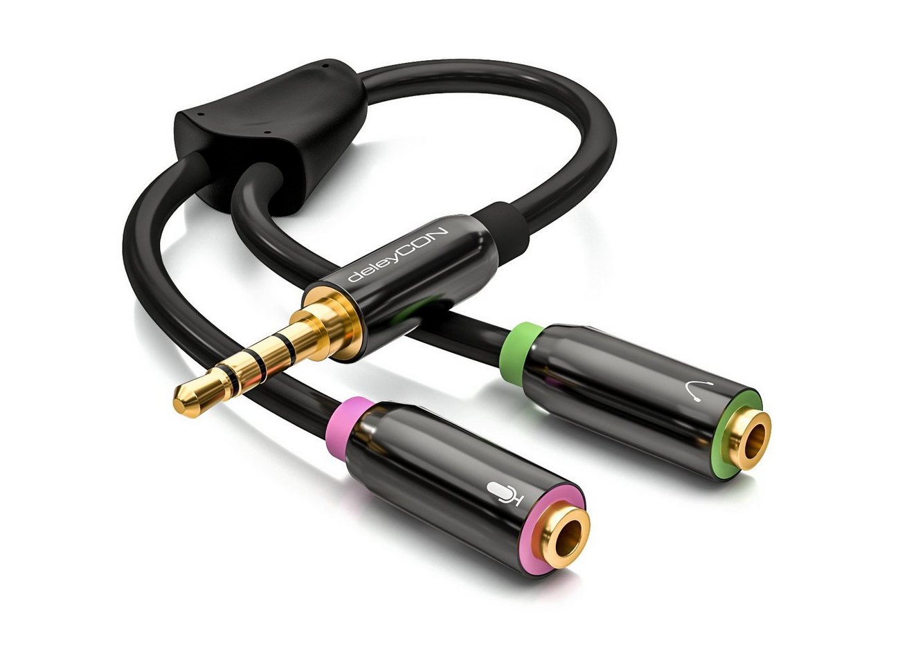 deleyCON deleyCON Kopfhörer Headset Splitter 1x3,5mm Klinke Stecker 2x3,5mm Audio-Kabel von deleyCON