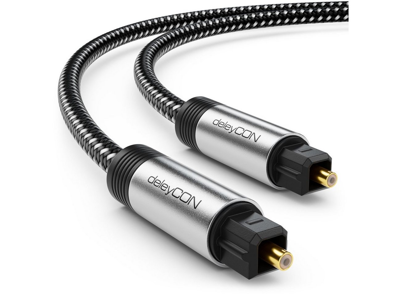 deleyCON deleyCON Toslink Kabel 2m Optisches Digital Audio Kabel Metallstecker Optisches-Kabel von deleyCON