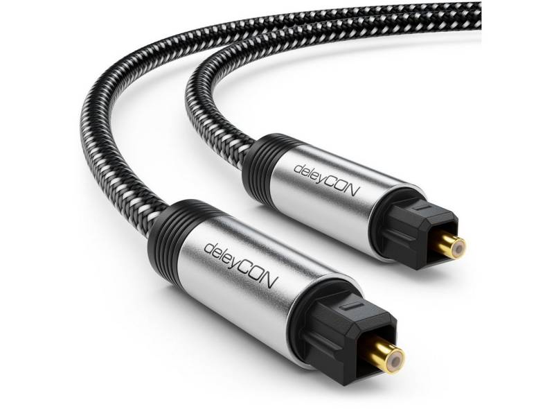 deleyCON deleyCON Toslink Kabel 5m Optisches Digital Audio Kabel Metallstecker Optisches-Kabel von deleyCON
