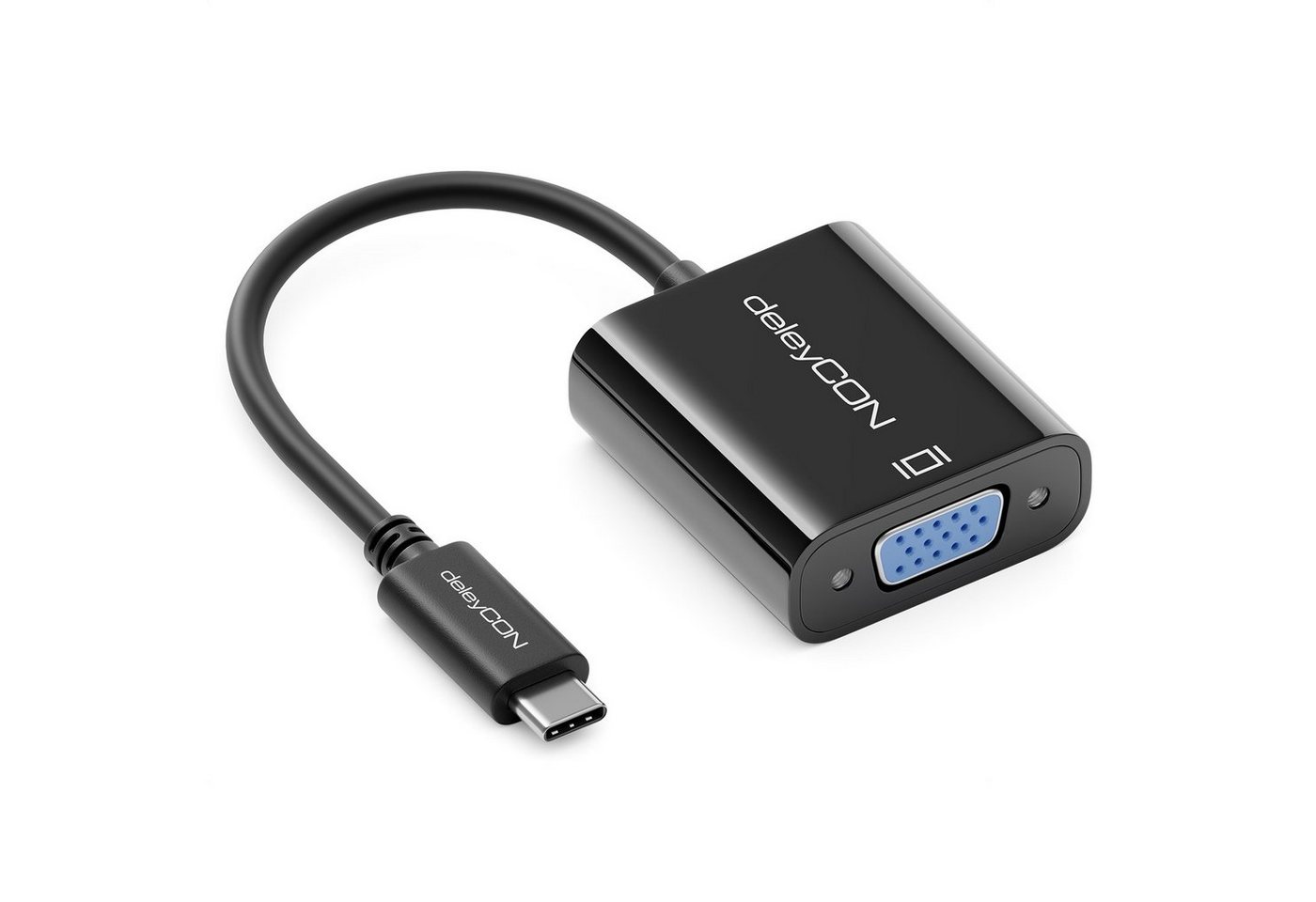 deleyCON deleyCON USB-C auf VGA Adapter Konverter 1200p Dual WUXGA C-Stecker USB-Adapter von deleyCON