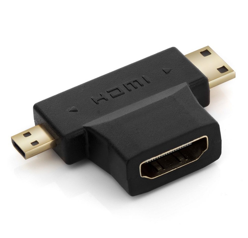deleyCON deleyCON mini + micro HDMI DUAL Adapter - HDMI Buchse zu mini + micro HDMI-Kabel von deleyCON