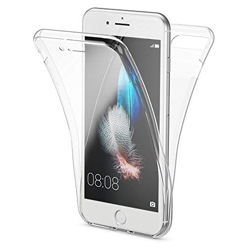 NALIA 360 Grad Handyhülle kompatibel mit Apple iPhone 7 Plus / 8 Plus, Full Cover vorne hinten Doppel-Schutz Dünnes Ganzkörper Case Silikon Transparenter Displayschutz & Rückseite, Farbe:Transparent von delightable24