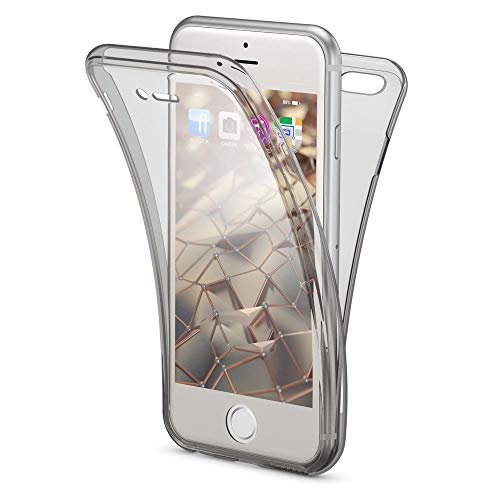 NALIA 360 Grad Handyhülle kompatibel mit iPhone 6 6S, Full Cover Vorne & Hinten Rundum Doppel-Schutz Schale, Dünnes Ganzkörper Case Silikon Etui, Transparente Display Schutz-Hülle & Rückseite - Grau von delightable24