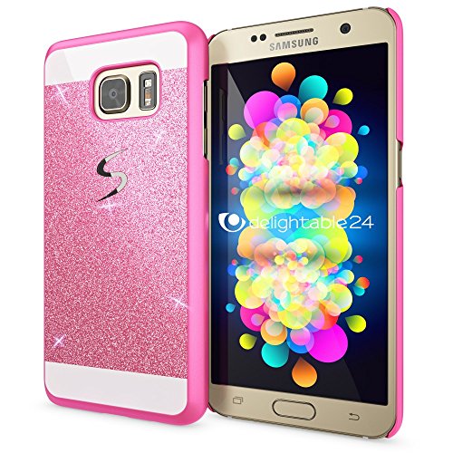 NALIA Handyhülle kompatibel mit Samsung Galaxy S7, Glitzer Slim Hard-Case Hülle Back-Cover Schutzhülle, Bumper Handy-Tasche Schale im Glitter Design, Dünnes Bling Strass Etui Smart-Phone Skin - Pink von delightable24