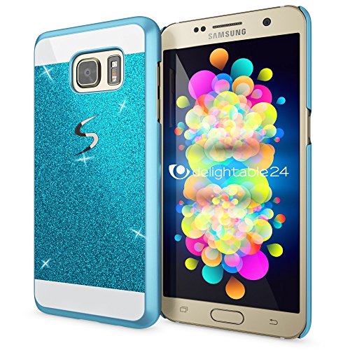 NALIA Handyhülle kompatibel mit Samsung Galaxy S7, Glitzer Slim Hard-Case Hülle Back-Cover Schutzhülle, Bumper Handy-Tasche Schale im Glitter Design, Dünnes Bling Strass Etui Smart-Phone Skin - Blau von delightable24