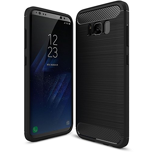 NALIA Handyhülle kompatibel mit Samsung Galaxy S8, Carbon-Look Design Ultra-Slim Silikon Case Back-Cover, Dünne Schutzhülle Etui Handy-Tasche Schale Skin Bumper Smart-Phone Hülle, Farbe:Schwarz von delightable24