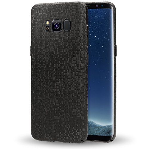 NALIA Handyhülle kompatibel mit Samsung Galaxy S8, Mosaik Ultra-Slim Hardcase Backcover Schutzhülle, Handy-Tasche Hülle Cover Case im Metall-Look Dünnes Bumper Karo Etui Skin, Farbe:Schwarz von delightable24