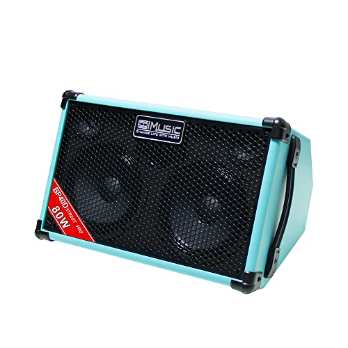 BP40D Akustikgitarre Verstärker Busking Amp - 80W tragbarer Bluetooth-Lautsprecher mit Akku, Chorus Reverb Delay Effekt, 6 Eingänge, 3-Band EQ von dellersound