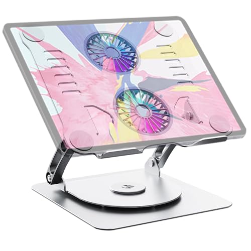 demaxiyad Laptop-Ständer für Schreibtisch, um 360 Grad drehbar, verstellbar, Tablet-Ständer mit Lüfter – tragbare Notebook-Metallhalterung für die Arbeit demaxiyad Laptop-Ständer für Schreibtisch, um 360 Grad drehbar, verstellbar, Tablet-Ständer mit Lüfter – tragbare Notebook-Metallhalterung für die Arbeit von demaxiyad