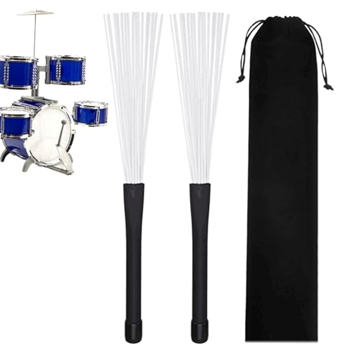 demaxiyad Trommelbürsten einziehbar, Trommelbürsten - 2x einziehbare Drahtdraht -Drum -Pinsel - Tragbares Musikinstrumentenzubehör Gummi für Performance, Konzert von demaxiyad