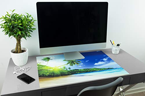 Schreibtischunterlage Strand Palmen Meer | Größe: 70x50cm | Schreibtischunterlage Paradise | Made in Germany von deskpad