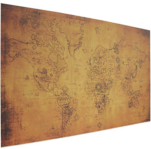 Schreibtischunterlage Vintage Retro Braun mit alter Weltkarte | Größen: 60x40cm | 70x50cm | 90x50cm | Alte Landkarte auf Papier | Made in Germany von deskpad