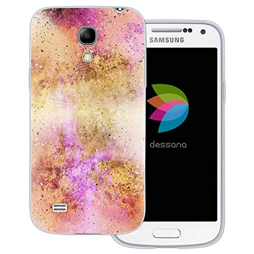dessana Aquarell Muster transparente Schutzhülle Handy Case Cover Tasche für Samsung Galaxy S4 Mini Gold Lila Glitzer von dessana