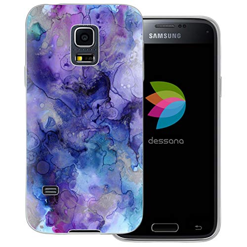 dessana Aquarell Muster transparente Schutzhülle Handy Case Cover Tasche für Samsung Galaxy S5 Mini Wasserfarbe Blau von dessana