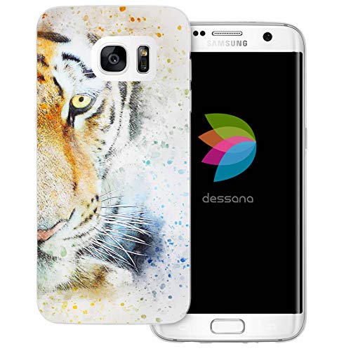 dessana Aquarell Tiere transparente Schutzhülle Handy Case Cover Tasche für Samsung Galaxy S7 Edge Aquarell Tiger von dessana