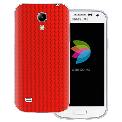 dessana Bausteine transparente Schutzhülle Handy Case Cover Tasche für Samsung Galaxy S4 Mini Roter Baustein von dessana