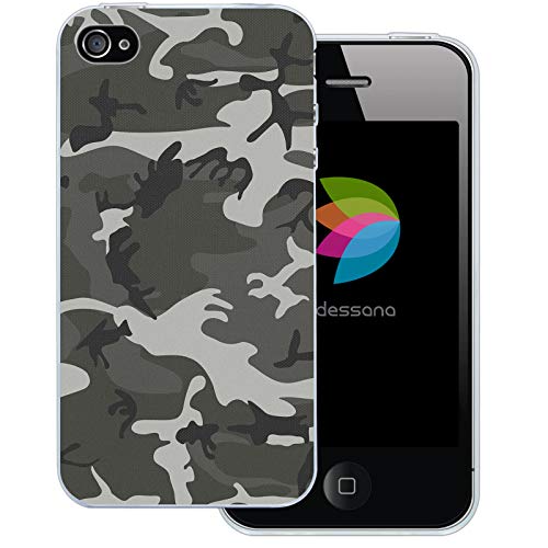 dessana Camouflage transparente Schutzhülle Handy Case Cover Tasche für Apple iPhone 4/4S Militär Grau von dessana