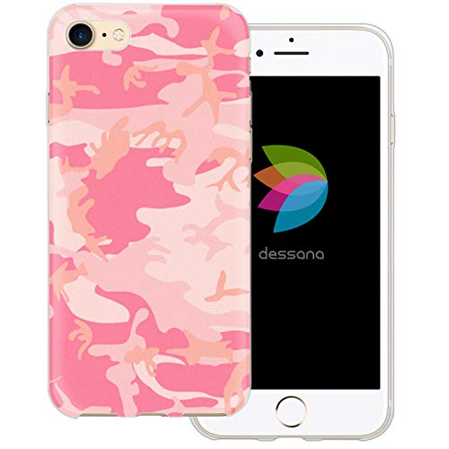 dessana Camouflage transparente Schutzhülle Handy Case Cover Tasche für Apple iPhone 8 Army Muster Pink von dessana
