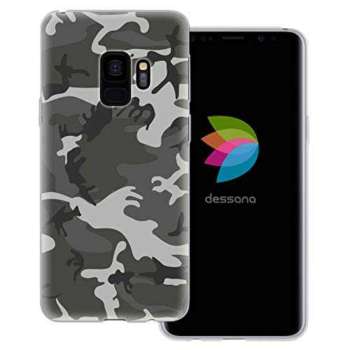 dessana Camouflage transparente Schutzhülle Handy Case Cover Tasche für Samsung Galaxy S9 Militär Grau von dessana